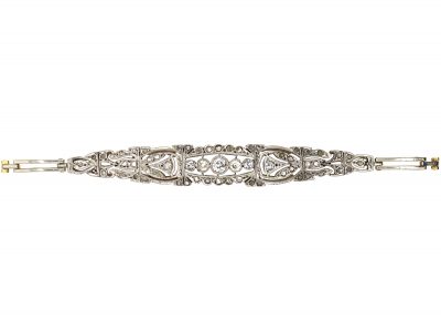 Art Deco 18ct Gold & Platinum Bracelet set with Diamonds & Rose Diamonds