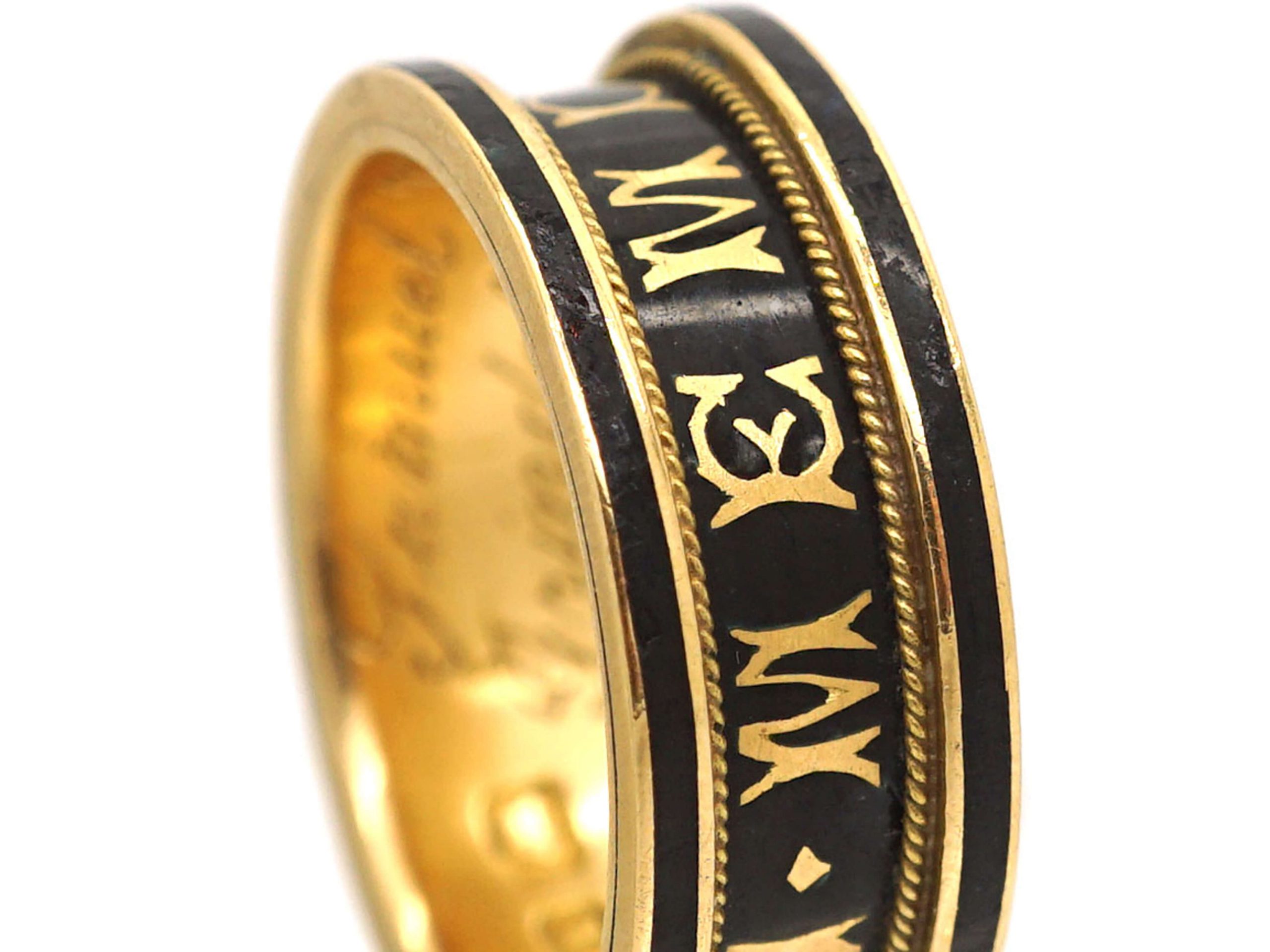 Victorian 18ct Gold & Black Enamel Mourning Ring (86U) | The Antique ...