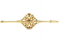 Edwardian 15ct Gold & Platinum, Rose Diamond & Natural Pearl Brooch