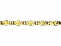 French Art Nouveau 18ct Gold Bracelet with Lily Pad Motif