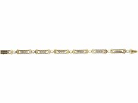 French Art Nouveau 18ct Gold, Natural Bouton Pearl & Rose Diamond Bracelet