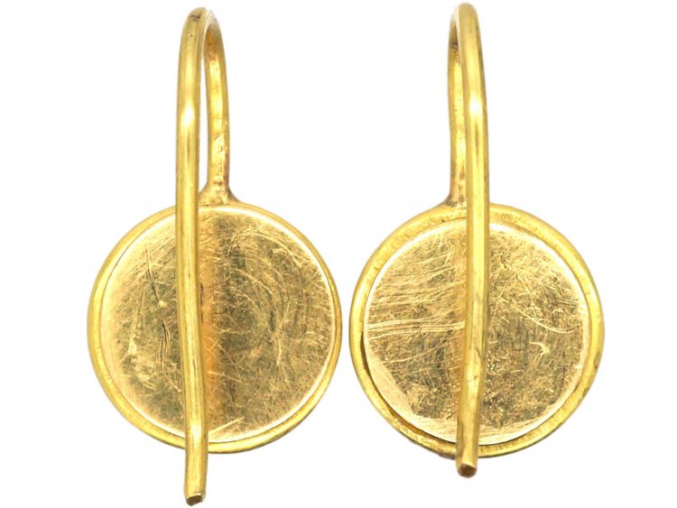 Victorian 15ct Gold Round Earrings with Floral Engraving