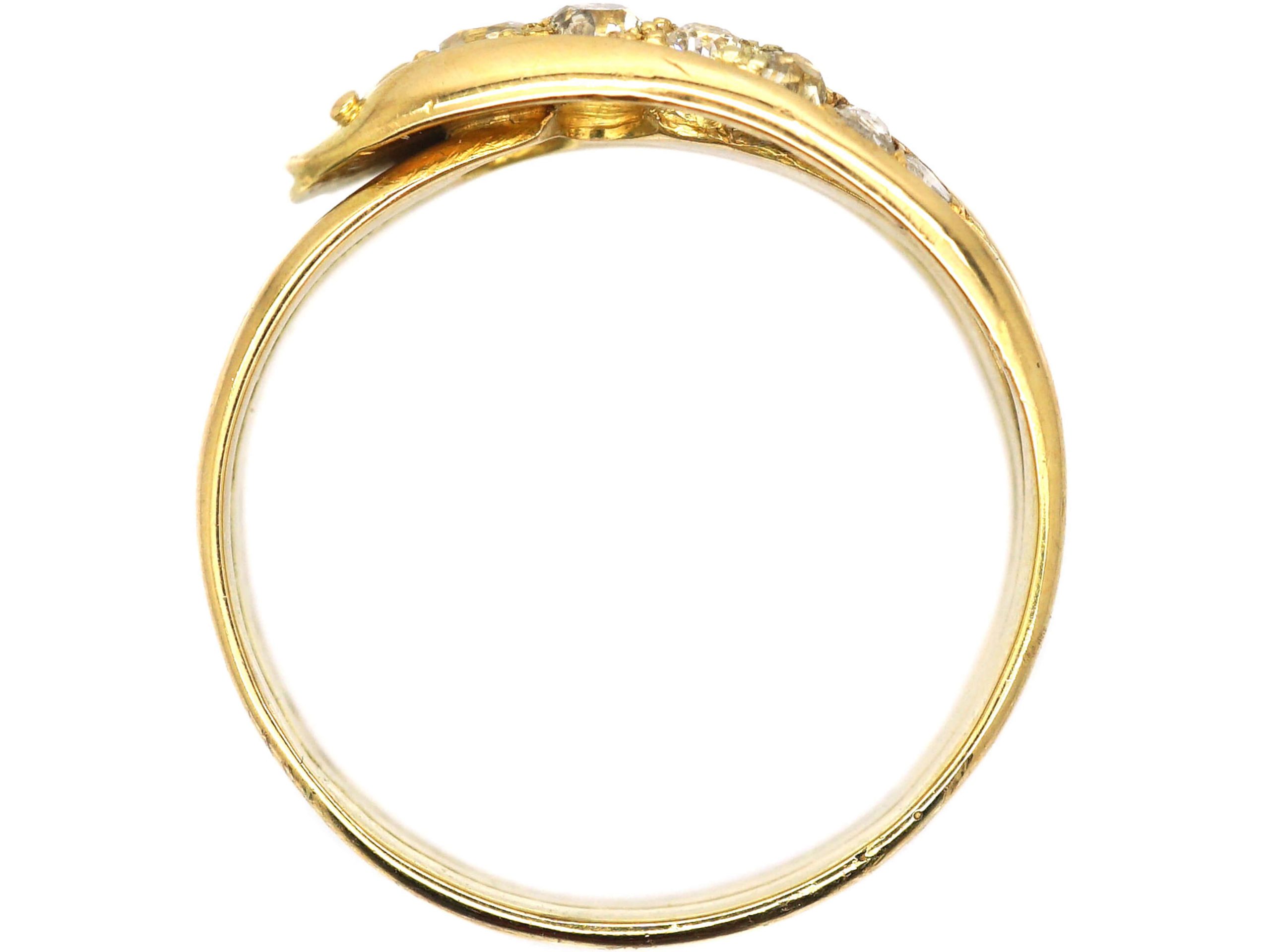 Victorian 18ct Gold Snake Ring set with Old Mine Cut & Rose Diamonds ...