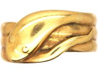 Edwardian 18ct Gold Wide Snake Ring