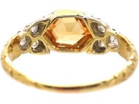 Georgian 18ct Gold, Topaz & Old Mine Cut Diamond Ring
