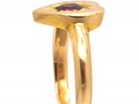 Edwardian 18ct Gold Heart Shaped Ring set with a Ruby