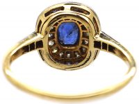 Art Deco 18ct Gold & Platinum, Sapphire & Diamond Target Ring