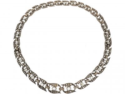 19th Century Old Mine Cut Diamond Set Collar that Converts to Two Bracelets