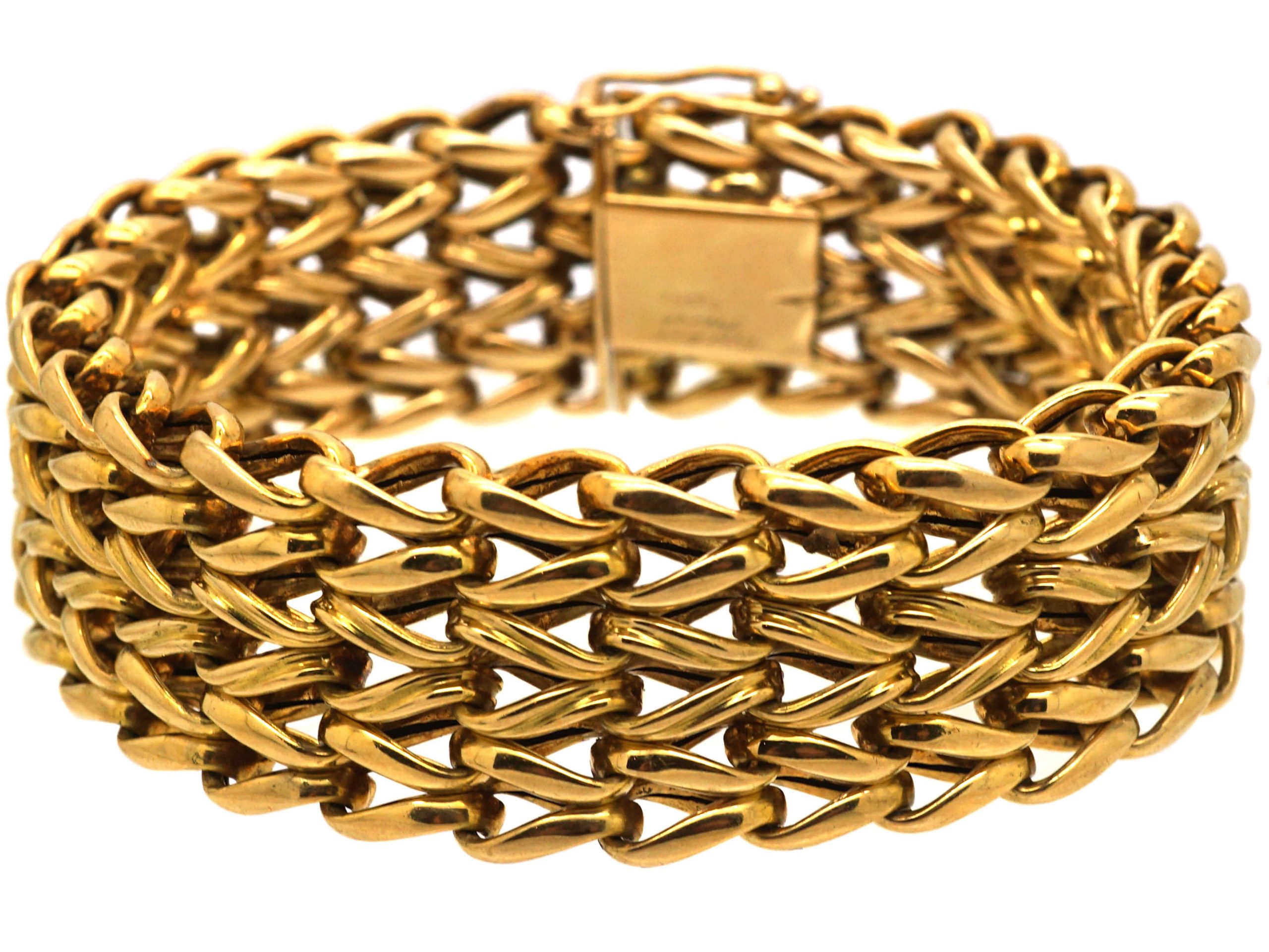 18ct Gold Woven Design Bracelet By Cartier, Paris (76u) 