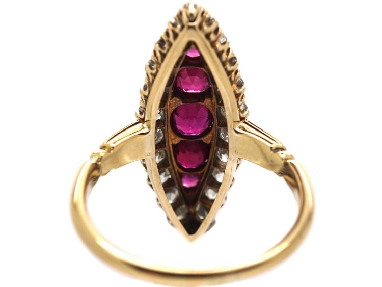 Victorian 18ct Gold, Ruby & Diamond Marquise Ring