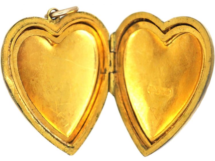 Edwardian 9ct Back & Front Heart Shaped Locket with Swallow Detail