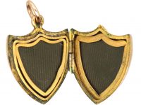 Edwardian 9ct Back & Front Shield Shaped Locket with Swallow Motif