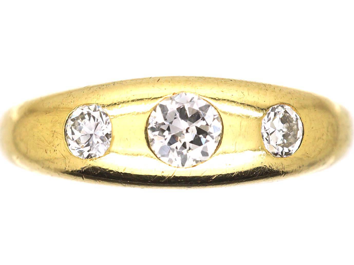 Edwardian 18ct Gold, Three Stone Diamond Rub Over Set Ring (138U) | The ...