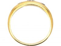 Edwardian 18ct Gold, Three Stone Diamond Rub Over Set Ring