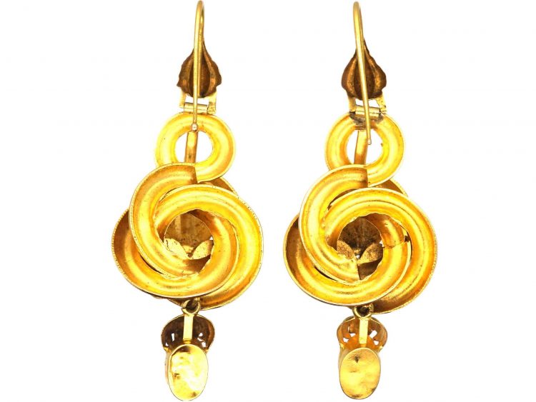 Victorian 15ct Gold Drop Earrings set with Almandine Garnets in Original Case