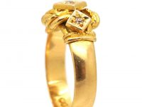 Edwardian 18ct Gold Lover's Knot Ring set with Diamonds