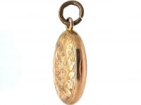 Edwardian 9ct Gold Back & Front Round Locket with Swallow Motif