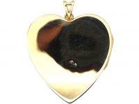 Large 9ct Gold Heart Shaped Locket with Engraved Foliate Detail