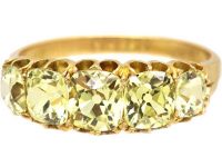 Victorian 18ct Gold & Chrysolite Five Stone Ring