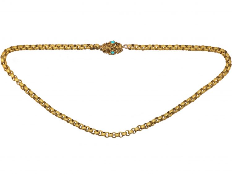 Georgian 15ct Gold Chain with Turquoise Set Clasp