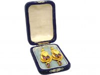 Victorian 15ct Gold Drop Earrings set with Almandine Garnets in Original Case