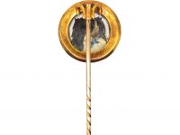 Victorian 18ct Gold Tie Pin with Reverse Intaglio Rock Crystal of a King Charles Spaniel