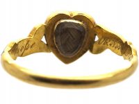 Victorian 18ct Gold & Black Enamel Ring with a Diamond Set Forget Me Not Flower