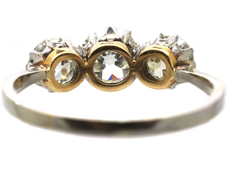 Early 20th Century 18ct White Gold & Platinum, Three Stone Old European Cut Diamond Ring