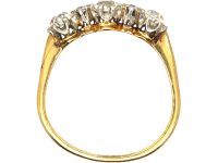Early 20th Century 18ct Gold & Platinum, Three Stone Diamond Ring with Diamonds In between