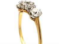 Early 20th Century 18ct Gold & Platinum, Three Stone Diamond Ring with Diamonds In between