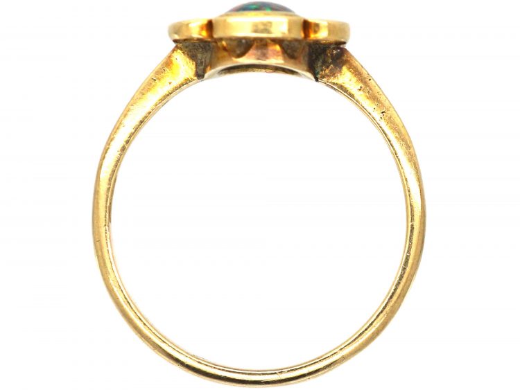 Arts & Crafts 9ct Gold & Black Opal Ring