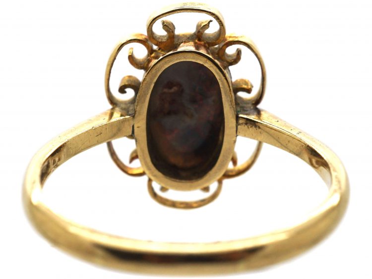 Arts & Crafts 9ct Gold & Black Opal Ring