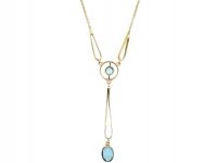 Edwardian 15ct Gold & Aquamarine Drop Necklace