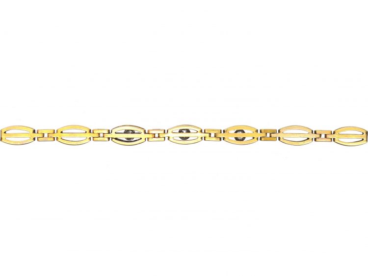 Early 20th Century 14ct Gold Articulated Bracelet set with Three Diamonds