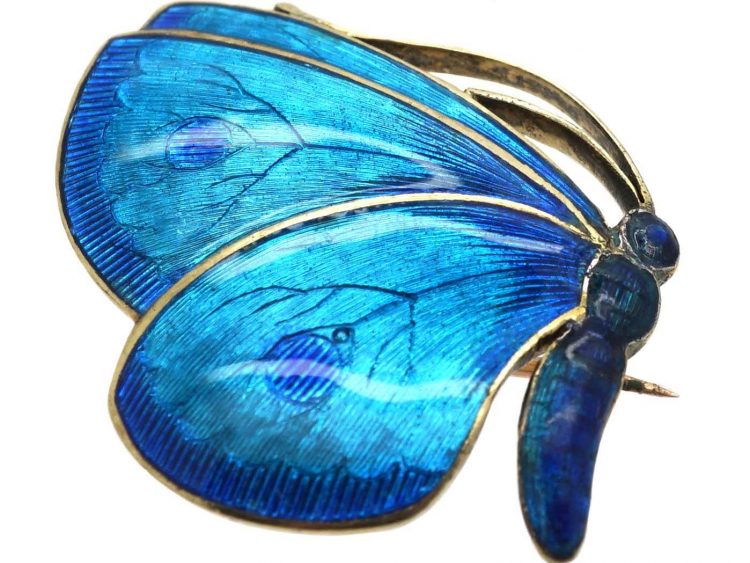 Edwardian Silver Gilt Butterfly Brooch by Child & Child in Original Case