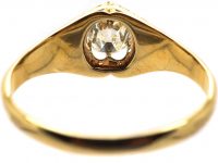 Victorian 18ct Gold, Old Mine Cut Solitaire Ring with Ornate Shoulders