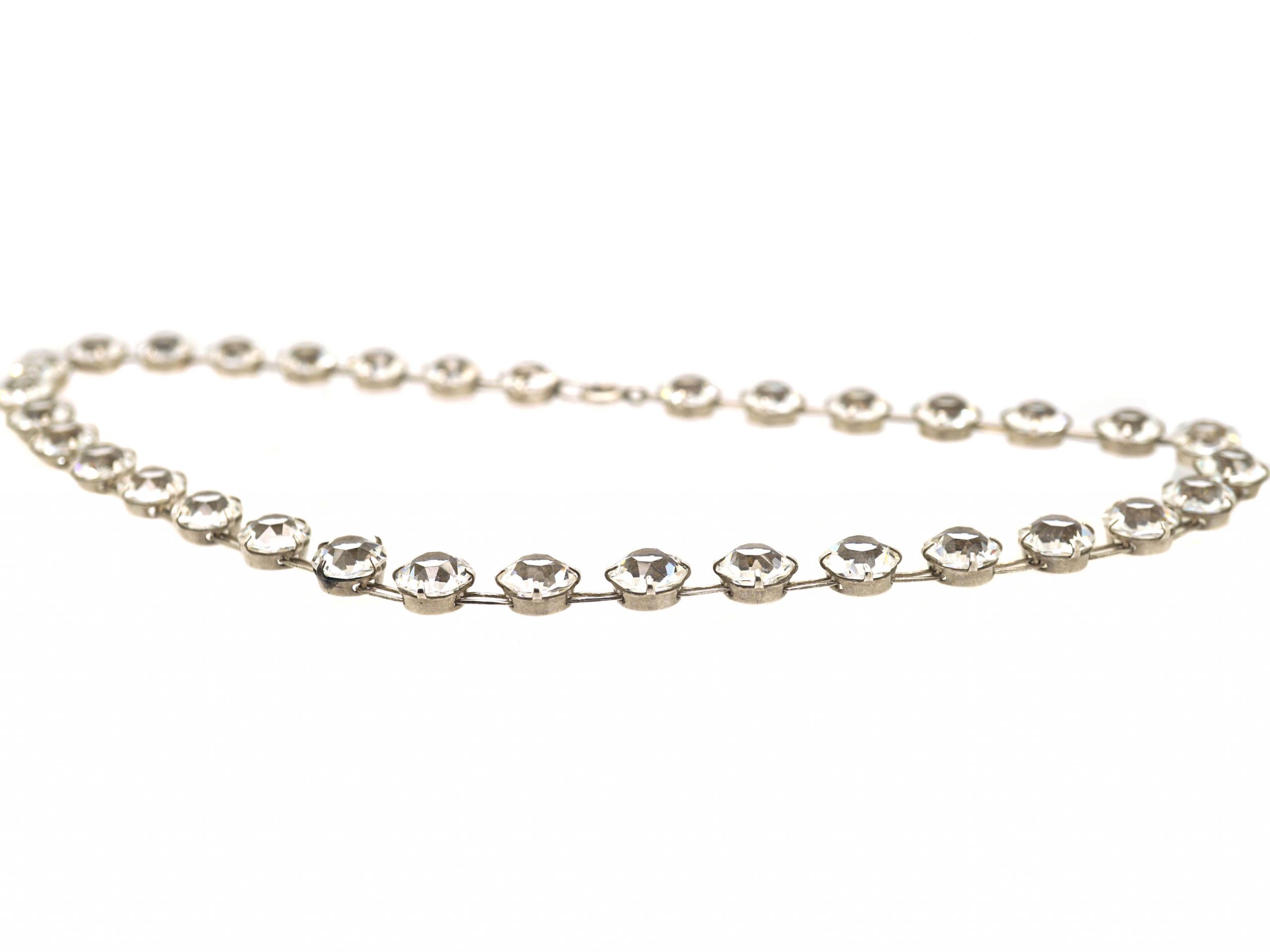 Art Deco Silver & Paste Riviere Necklace (695) The Antique Jewellery