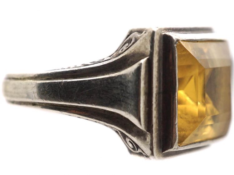Art Deco Silver & Citrine Ring