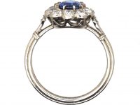 Art Deco Platinum, Sapphire & Diamond Cluster Ring