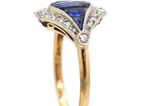 Art Deco 18ct Gold & Platinum, Sapphire & Diamond Eye Ring