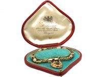 Regency 15ct Gold Bracelet set with Cabochon Garnets with Drop Heart in Original Case