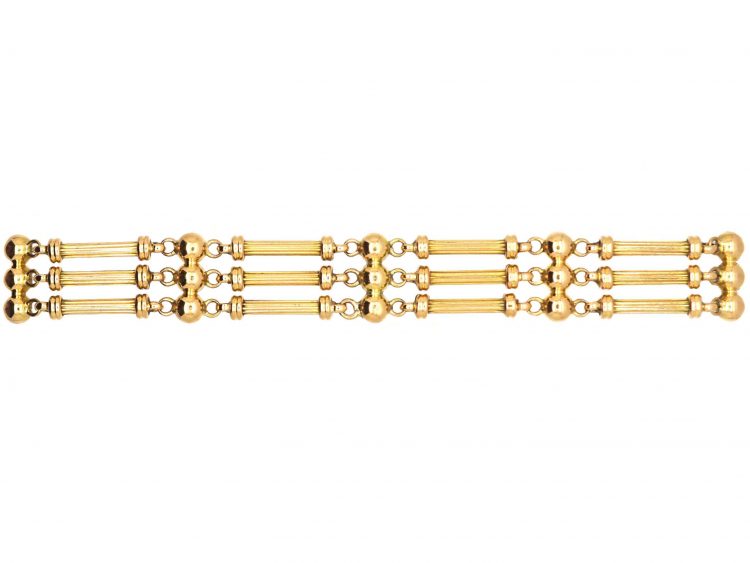 Edwardian 15ct Gold Three Bar Bracelet