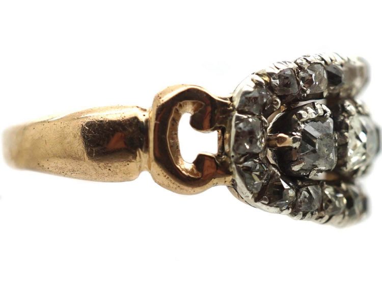 Georgian Three Row Old Mine Cut Diamond Ring