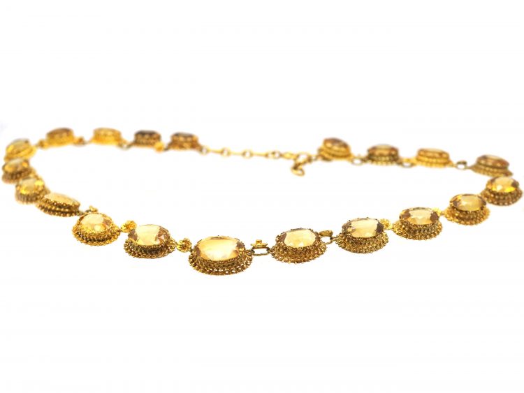French Early 19th Century Riviere Necklace set with Citrines