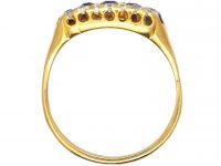 Edwardian 18ct Gold Boat Shaped Ring set with Sapphires & Diamonds
