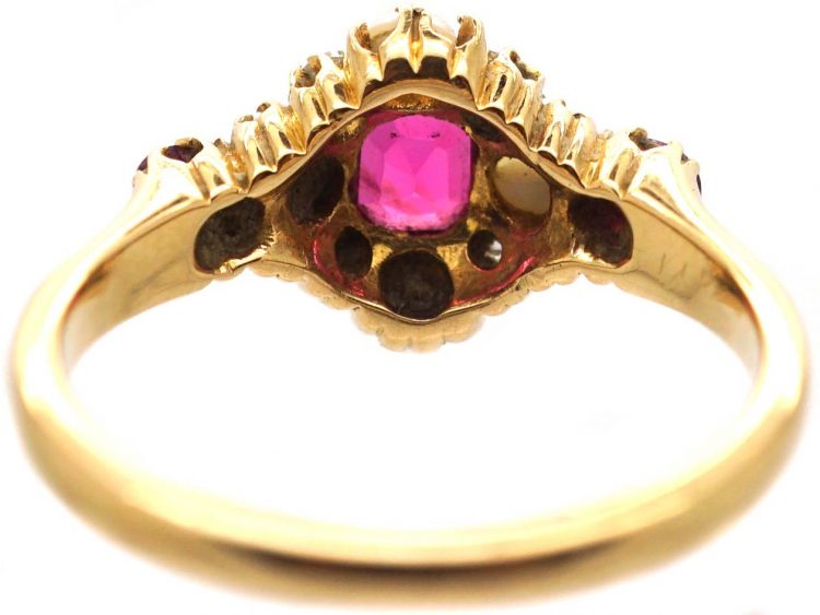 Edwardian 18ct Ruby, Diamond & Natural Split Pearl Ring