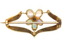 Art Noveau 15ct Gold Pansy Brooch set with Opals & a Diamond