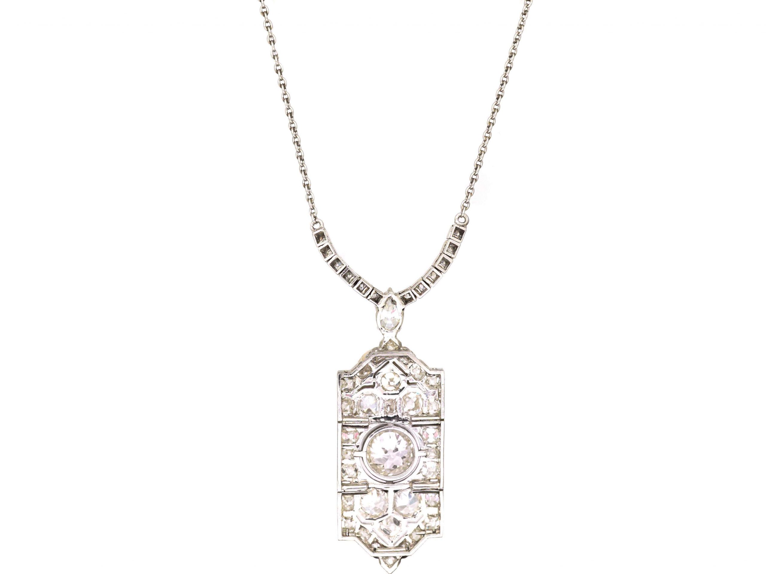 Art Deco Platinum & Diamond Pendant on Platinum Chain (292U) | The ...