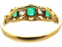 Early Victorian 18ct Gold, Emerald & Diamond Five Stone Ring