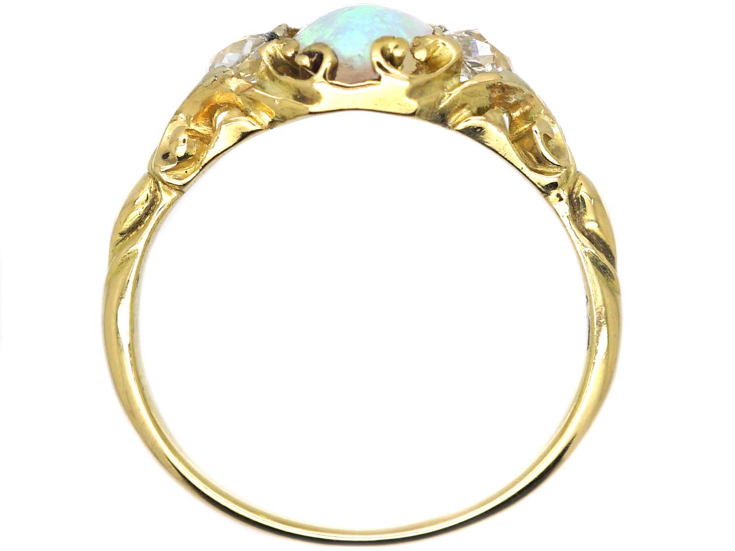 Victorian 18ct Gold, Opal & Diamond Three Stone Ring (286U) | The ...